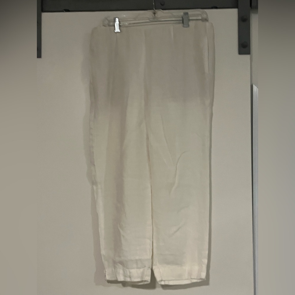 J Jill Linen Pants SIZE 12 White Flowy Beach Stretch